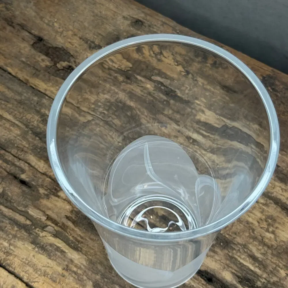 Vintage Frosted Sailboat Crystal Vase Nautical Coastal Decor D'Arques Style